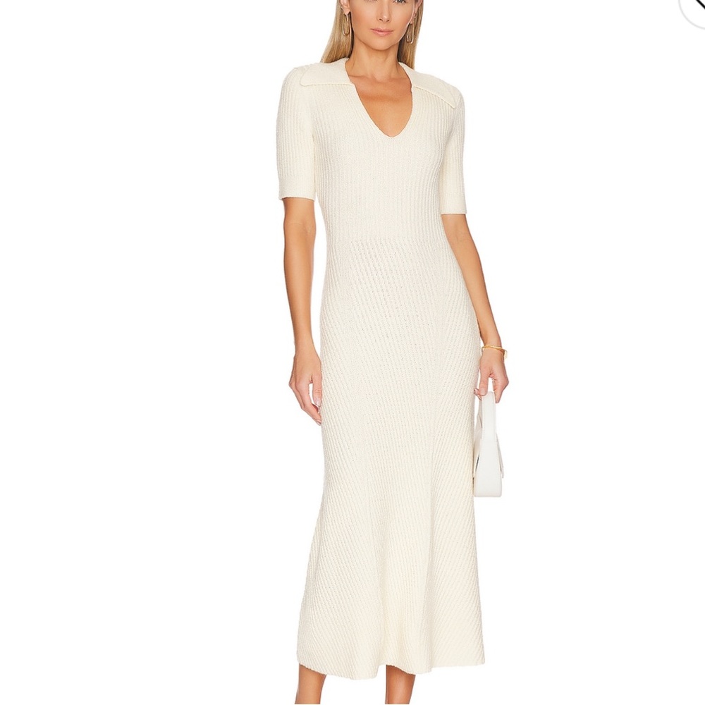 Line and dot dress - cream. Size L